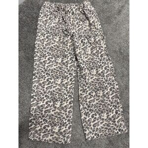Aerie Leopard Print Wide Leg Canvas Drawstring Pull On Women S Short Y2K Preppy